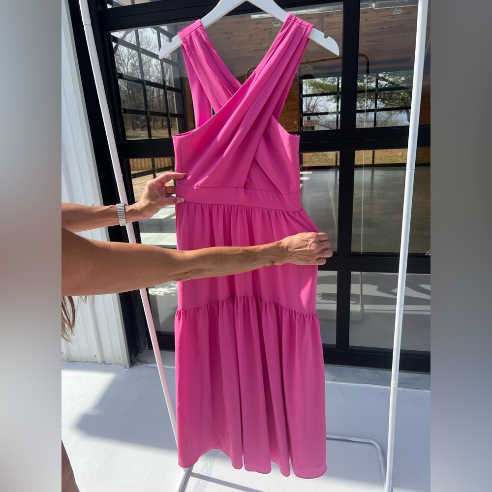 BCBGMaxAzria Vibrant Pink Backless Dress